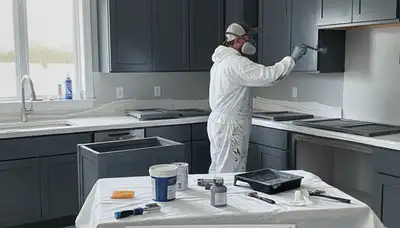 Cabinet painting in Brandon, FL by Brandon Paint Pros for durable kitchen cabinet refinishing