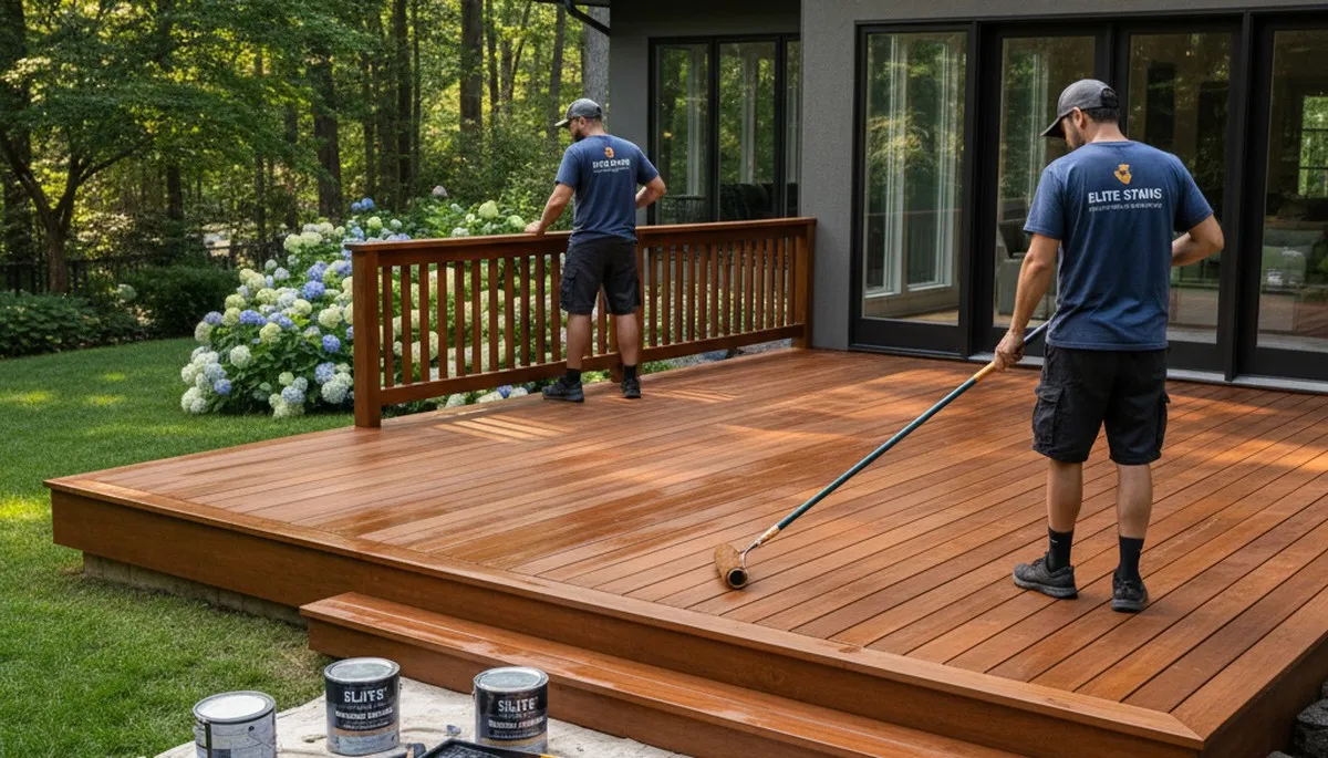 Deck staining service in Brandon, FL protecting and enhancing a wood deck against humidity and weather