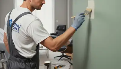 Painter applying touch-up paint for Brandon, FL home interior repair services