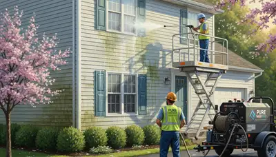 Vinyl siding pressure cleaning in Brandon, FL to remove algae, mildew, and oxidation