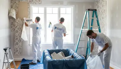 Professional wallpaper removal service in Brandon, FL, leaving walls clean and ready for paint