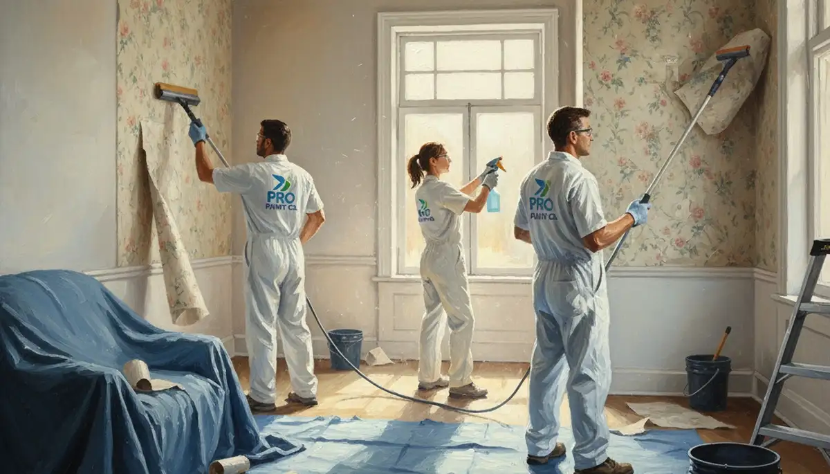 Professional wallpaper removal in Brandon, FL, leaving walls clean and ready for paint